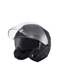 Resim Motosiklet Yarım Açık Kask Güneş Vizörlü Motor Kask Mat Black Siyah 