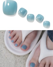 Resim Gelato Factory - Solar Cured Gel Pedi #PB*005 Haze Blue * Jel Oje Bantı Takma Tırnak 30'lu AYAK için 