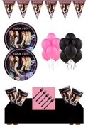 Resim Black Pink 32 Kişilik Doğum Günü Seti Black Pink Parti Malzemeler 
