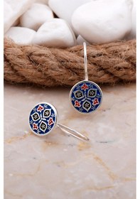 Resim Sümer Telkari Anadolu Motifli Mineli Elişi Gümüş Küpe 5919 