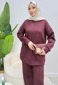 Resim Tesettür Diyarı Aves Çimalı Scuba Tesettür Takım- Bordo 