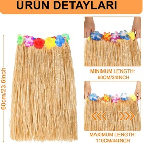 Resim Nessiworld Hawaii Tarzı Hula Eteği – 60 cm Hasır Naturel Etek 