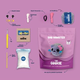 Resim The Gookie Amigurumi Sad Hamster Tığ Kiti, Amigurumi Örgü Seti Tığ Işi Örgü Oyuncak 