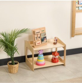Resim Kuri Montessori Oyuncak Ve Kitap Düzenleyici Raf - 4-Raflı / Meşe 