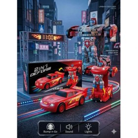 Resim Farbu Oyuncak 2'si 1 Arada Şimşek Mcqueen Dönüşen Robot Araba - Işıklı ve Sesli 