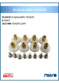 Resim Bella Duşakabin Tekerleği 8'li Set 18.5 Mm Teker Çapı Beyaz 