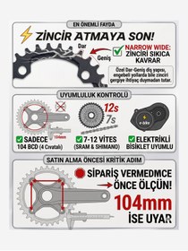 Resim ovela Bisiklet Aynakol Tek Yaprak MTB Dişlisi 7/8/9/10/11 Vites 34T Narrow-Wide 