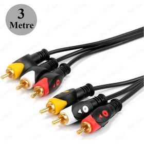 Resim BK Teknoloji 3RCA Erkek 3 RCA Erkek Kompozit Ses Video AV Kablosu 3 M 