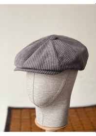 Resim Aida Jewelss Kışlık Kadife Ingiliz Kasket Peaky Blinders Model Erkek Kasket Dökümlü Kadife Kasket Gri 