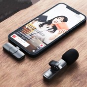 Resim CoverZone Type-C 2 Adet Mikrofonlu Tek Alıcılı Kablosuz Cep Telefonu Için USB C Girişli Vlog Yaka Mikrofonu 