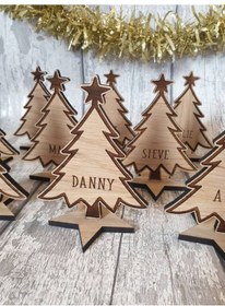 Resim Ahşap Yılbaşı Ağacı Dekor Masaüstü Hediyelik- İsimli Yılbaşı Hediyesi 