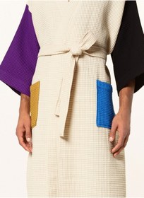 Resim Unisex Kimono Waffle 125 Cm Şal Yaka Çift Halkalı Kemerli Mor 