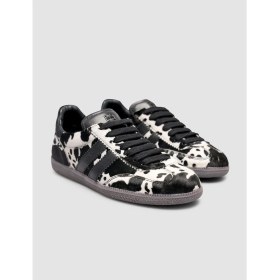 Resim Cabani Hakiki Deri Desenli Siyah Kadın Sneaker Ayakkabı 