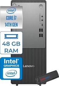 Resim Lenovo Thinkcentre Neo 50T Gen5 Intel Core I7 14700 48GB Ddr5 1tb SSD Windows 11 Pro Intel UHD 770 Masaüstü Bilgisayar 12UAS0GL00P18 + Zetta Flash Bellek 