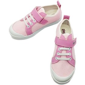 Resim Pembe Renk Keten Malzeme Cırtlı Çocuk Ayakkabı Pembe 