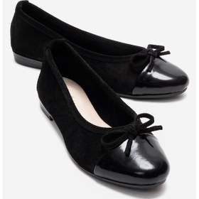 Resim Luvishoes Boleo Siyah Süet Siyah Hakiki Deri Kadın Babet Ayakkabı 
