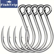 Resim Fishtrip 50 adet Tek Satır İçten Bağlantılı Olta iğneleri (Geniş Ara) Yüksek Perdeli Değişim Olta iğneleri (Karp Gözü Kancalı İçten Bağlantılı Olta iğneleri) için Uygun Yüksek Karbon Çeliği Olta Aksesuarları. 