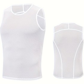 Resim HISERWA Erkek Yelek Üstü Bisiklet Temel Katman - %100 Polyester Örgü Kumaş, Nefes Alabilir ve Yüksek Esnek, Katı Renk Mürettebat Boyun Vest için Koşu, Spor, Dört Mevsim - Hızlı Kurutma İnce Uygun İç Çamaşırı 