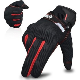 Resim Kırmızı Yaz Motosiklet Eldivenleri Erkekler Kadınlar İçin Dokunmatik Ekran Motosiklet Eldiveni Motosiklet Powersports Yarış Eldivenleri 