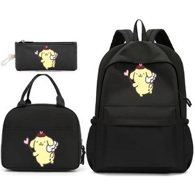 Resim Fochsia Siyah Pompompurin Okul Çantası Ve Kalemlik Seti Büyük Kapasiteli Ayarlanabilir Askı Siyah 