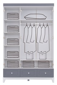 Resim Setay Montessori Çocuk Odası - City Montessori 3 Kapılı Dolap, Yavrulu Yatak, Şifonyer - Gri 