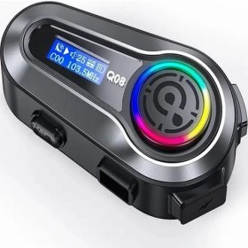 Resim Deanb Q008 LCD Ekran Fm Radio Eq Ses Ipx6 Su Geçirmez Rgb Işıklı Bluetooth Motosiklet KASK Kulaklığı Interkom 