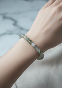Resim İğneli Kuvars 8mm Doğal Taş Bileklik - 18-19cm 