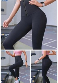 Resim By Shiva Agraflı 2 Beden Incelten Extra Yüksek Bel Sıkılaştırıcı Korse Taytsiyah L-Xl Siyah 