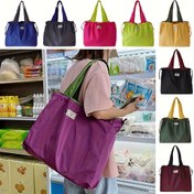 Resim Katlanabilir, Hafif, Taşınabilir Tote Çantalar, İpli Kapatma ile - Mavi, Siyah, Pembe, Yeşil, Sarı ve Mor Renklerde Şık Omuz Çantaları - Alışveriş, Seyahat ve Dış Mekan Kullanımı için Mükemmel, Dış Mekan Gereklilikleri | Şık Tote Çanta | Dayanıklı Kolu Çanta, Tote Çanta 
