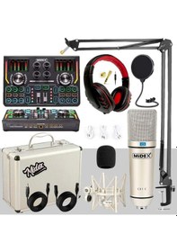 Resim Midex CX1 Titanium Set Efektli Ses Kartı Mikrofon Kulaklık Stand Kayıt Canlı Yayın (PC ve Telefon) 