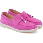 Resim Desa Kadın Pembe Süet Deri Loafer 