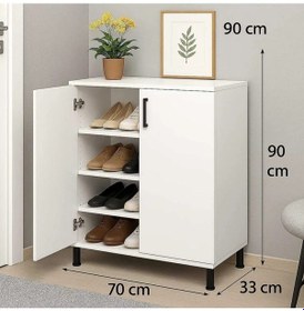 Resim 2çift Ayakkabı 2 Kapaklı 4 Raflı Ayakkabılık , Hol , Mutfak Dolabı , Yatak Odası , Çok Amaçlı Dolap Beyaz 
