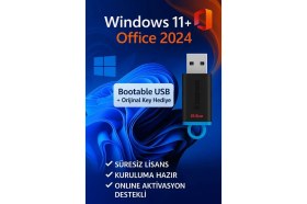 Resim Microsoft Windows 11 & Office 2024 Pro Plus USB Kurulum + Orijinal Hediyeli Lisans - 2025/2026 Key ve Format Flash Bellek 