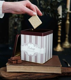 Resim Evle Kare Kutu, 120x120x137 mm, Topuz Kulplu, 1,8 lt - Elegance Chocolate 