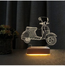 Resim 3D Ilizyon Led Lamba Scoter Motor Tasarım Gece Lambası 