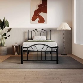 Resim Argimo Bella Tek Kişilik Ferforje Tarz Metal Siyah Karyola (100x200) 