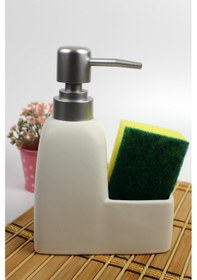Resim Stonware Sıvı Sabunluk Beyaz Süngerlik Bölmeli 300ml 