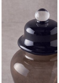 Resim Dekoratif Kahverengi Cam Kavanoz - Cam Kapaklı Küp Şekerlik Kahverengi 