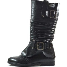 Resim Tirenti 731 Deri Siyah Kız Çocuk Çorap Çizme 