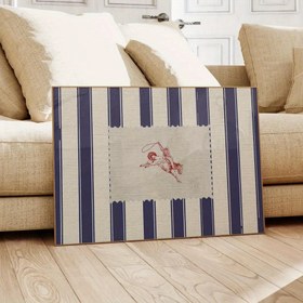 Resim 1 Adet Vintage Batı Rodeosu Duvar Sanatı Posteri - Orta Yüzyıl Modern Kovboy ve At Baskısı Tuval Üzerinde, Çerçevesiz Yatay Dekor Mavi & Beyaz Çizgili Yatak Odası, Oturma Odası, Ofis İçin - İç/Dış Mekan Ülke Ev Dekoru, Mutfak Sanat Eseri 