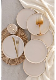Resim Keramika Straw Nordıc Servis Tabağı 26 Cm 6 Adet Krem 