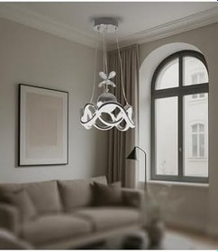 Resim TT AYDINLATMA TT333-1TPL-KR TT Aydınlatma Dalgalı Model Krom Kaplama Tek Toplu 3 Renk Modüllü Ledli Avize Metalik 
