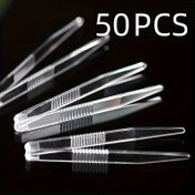 Resim 5/50 Adet Şeffaf Akrilik Cımbız Seti - Tırnak, Kirpik & Takı Araçları, Kaymaz Tutuşlu Hassas Kavrama, Çok Amaçlı Güzellik, El İşi ve Kaş Şekillendirme İçin, Olmazsa Olmaz 