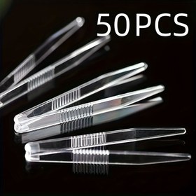 Resim 5/50 Adet Şeffaf Akrilik Cımbız Seti - Tırnak, Kirpik & Takı Araçları, Kaymaz Tutuşlu Hassas Kavrama, Çok Amaçlı Güzellik, El İşi ve Kaş Şekillendirme İçin, Olmazsa Olmaz 