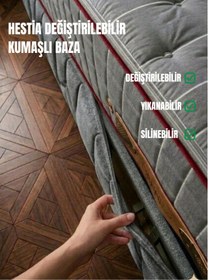 Resim Dienni Hestia 3'lü Uyku Seti - Değiştirilebilir Kumaşlı Demonte Metal Baza + Başlık + Yatak - Gri - 100x200 