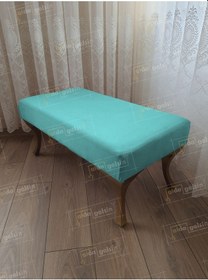Resim Ayak Ucu Kapı Önü Antre Düz Bench Puf Orta Sehpa Gold Ayak 110 45 Turkuaz 