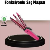 Resim Çok Renkli Saç Şekillendirme Seti 2'si 1 Arada, Maşa ve Düzleştirici 