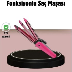 Resim Çok Renkli Saç Şekillendirme Seti 2'si 1 Arada, Maşa ve Düzleştirici 