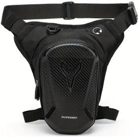 Resim Hightower Siyah Karbon Fiber Motosiklet Bacak Çantası Kulaklık Girişli Ayarlanabilir Omuz Askılı Siyah 