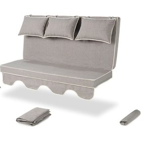Resim Salıncak Minder Kılıf Takımı 3 Kişilik - Salvia - Kırçıllı Gri 